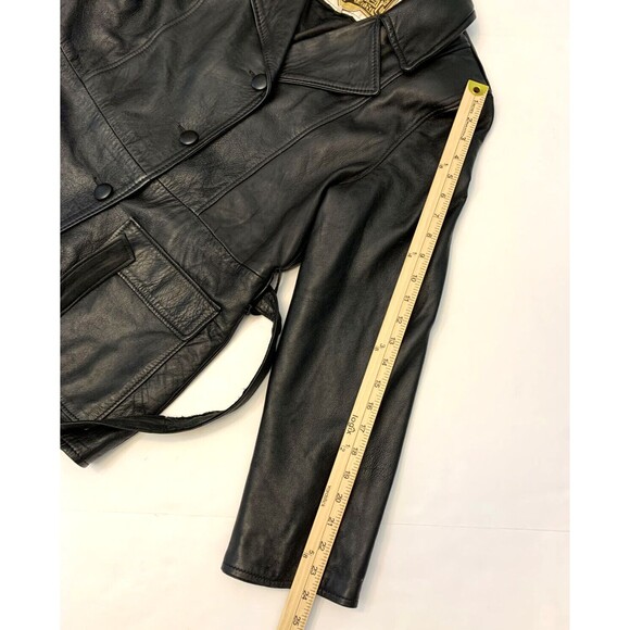Antica Pelleria Leather Jacket Womens XL VTG Trench Coat Italian Soft - Picture 5 of 10